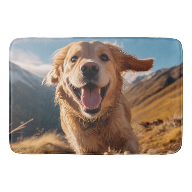 Happy Golden Retriever Running Badematte (Vorderseite)