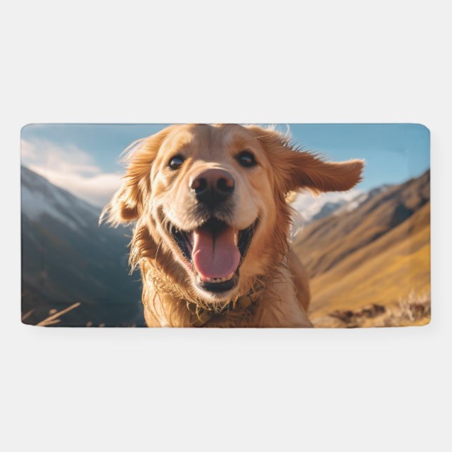 Happy Golden Retriever Running Banner (Horizontal)