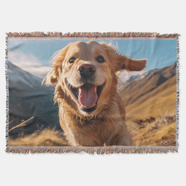 Happy Golden Retriever Running Decke (Vorderseite)