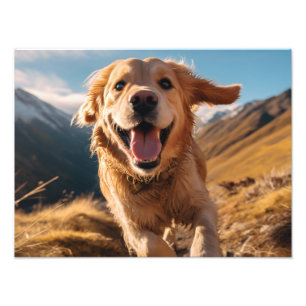 Happy Golden Retriever Running Fotodruck