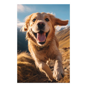 Happy Golden Retriever Running Fotodruck