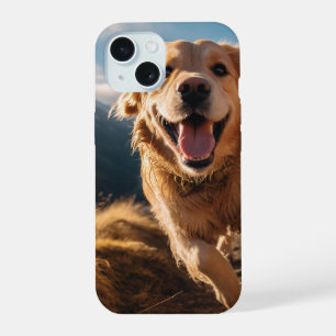 Happy Golden Retriever Running iPhone 15 Hülle