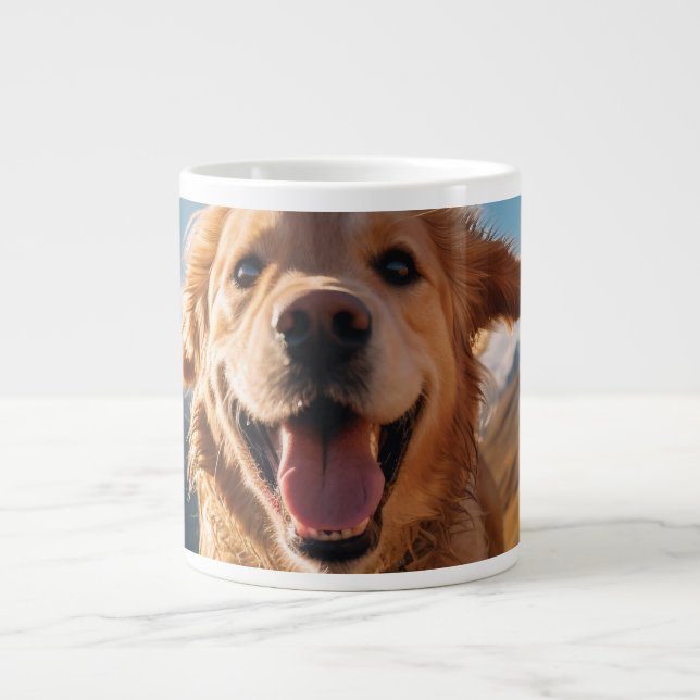 Happy Golden Retriever Running Jumbo-Tasse (Vorderseite)