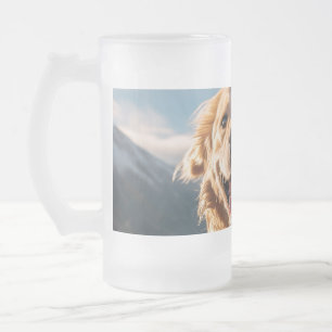 Happy Golden Retriever Running Mattglas Bierglas