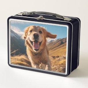 Happy Golden Retriever Running Metall Brotdose