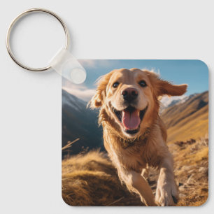 Happy Golden Retriever Running Schlüsselanhänger