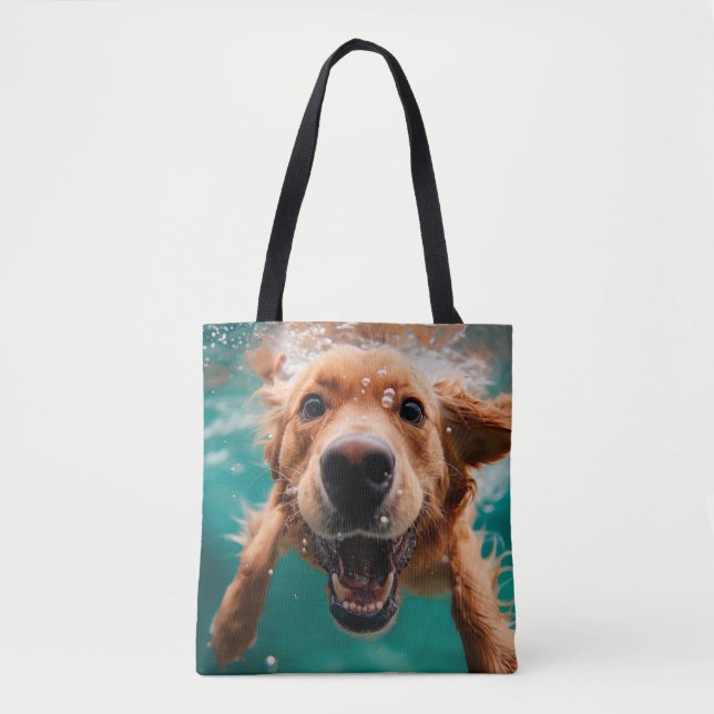 Happy Golden Retriever Schwimmen unter Wasser (Vorderseite)