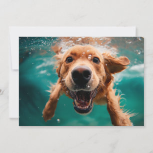 Happy Golden Retriever Schwimmen unter Wasser Karte