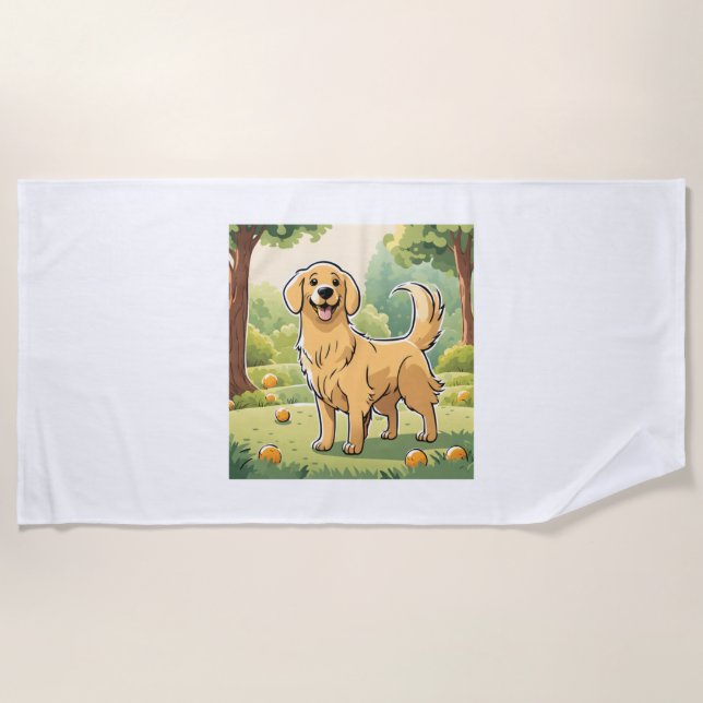 Happy Golden Retriever Strandtuch (Vorderseite)