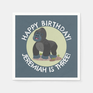 Happy Gorilla personalisierter Cartoon Geburtstag Serviette