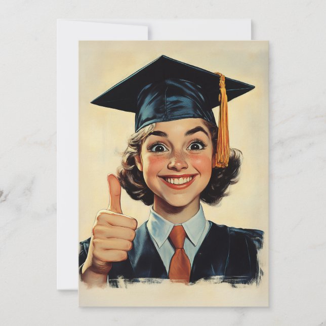 Happy Graduate, der ein Thumbs Up gibt Einladung (Vorderseite)