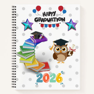 Happy Graduation 2026 - Cute Owl & Books Notizbuch