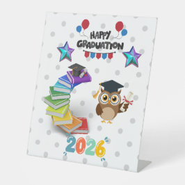 Happy Graduation 2026 - Cute Owl & Books Sockelschild