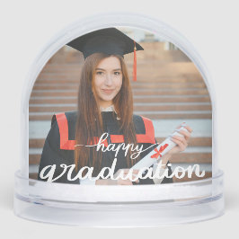 Happy Graduation Modern Script Personalized Photo Schneekugeln