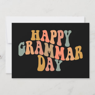 Happy Grammar Day Retro Wavy Feiertagskarte