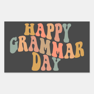 Happy Grammar Day Retro Wavy Rechteckiger Aufkleber