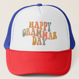 Happy Grammar Day Retro Wavy Truckerkappe