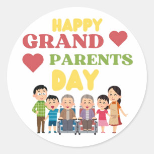 happy grand parent day Tasses Duo Runder Aufkleber
