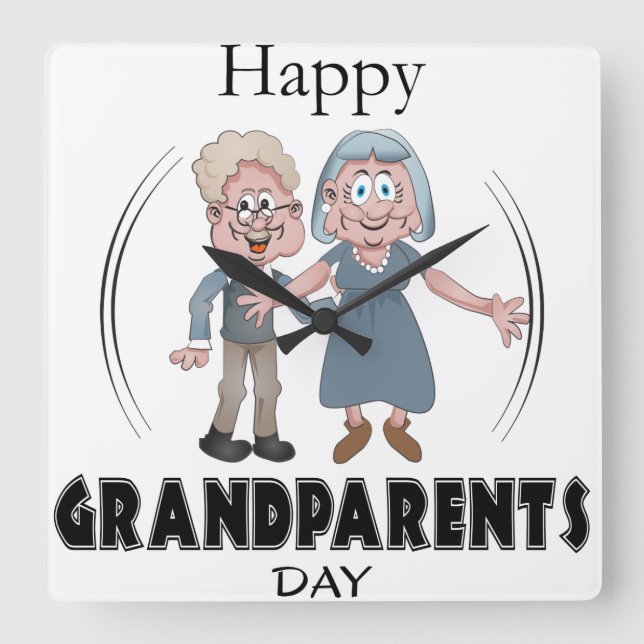 Happy Grandparents Day Clock Quadratische Wanduhr (Vorderseite)
