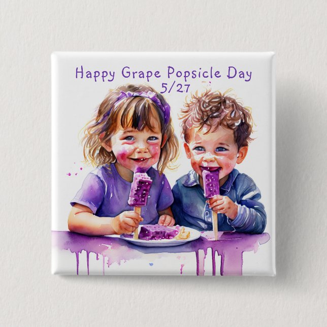 Happy Grape Popsicle Day 27. Mai Food Holiday Button (Vorderseite)