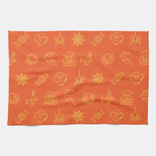 Happy grauenhaftes Halloween-Muster - Orange Geschirrtuch