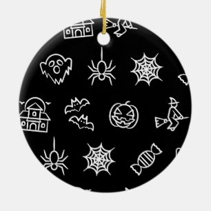 Happy grauenhaftes Halloween-Muster - Schwarz Keramik Ornament