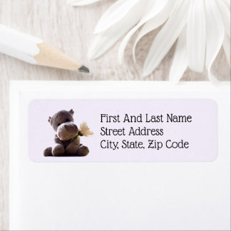 Happy Gray Hippo Holding Daisy, Niedliche Liebe Fo