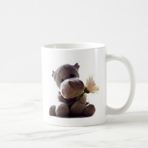 Happy Gray Hippo Holding Daisy, Niedliche Liebe Fo Tasse