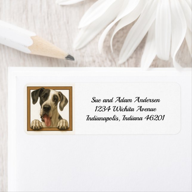 Happy Great Dane Return Address Label (Insitu)
