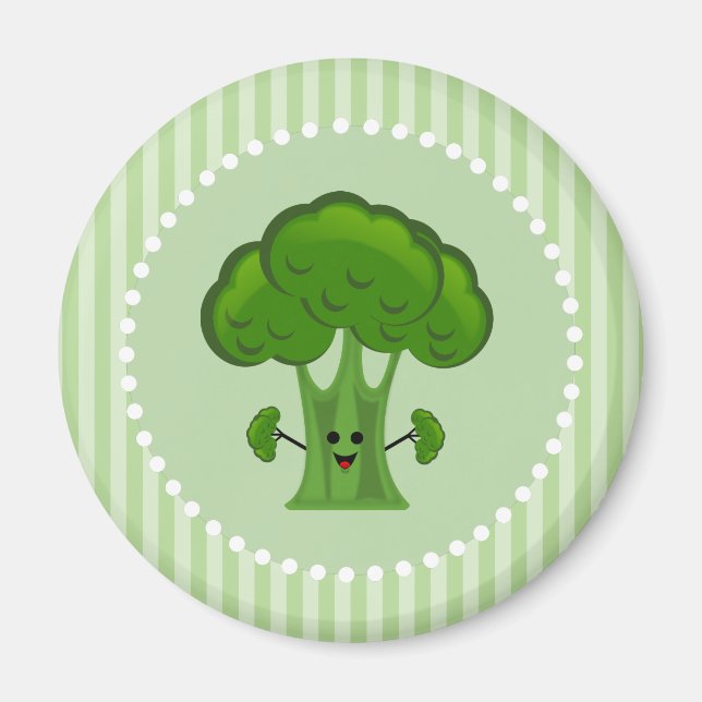 Happy Green Broccoli Magnet (Vorne)