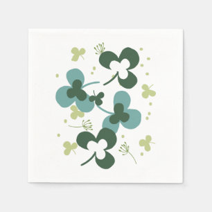 Happy Green Clover Blätter Art II Serviette
