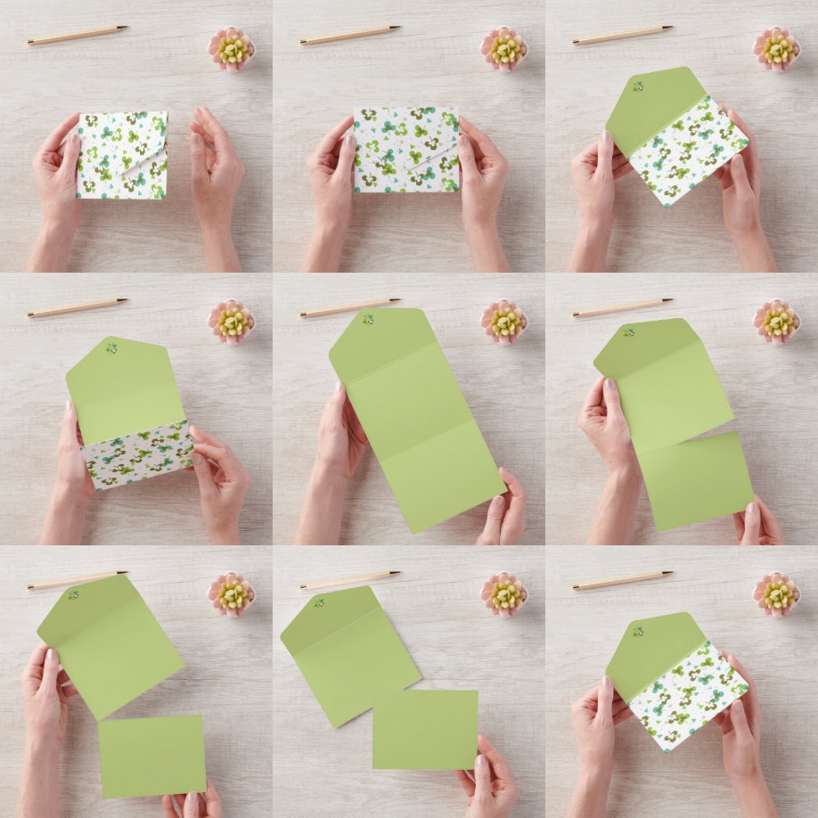 Happy Green Clover Blätter Art Pattern All In One Einladung