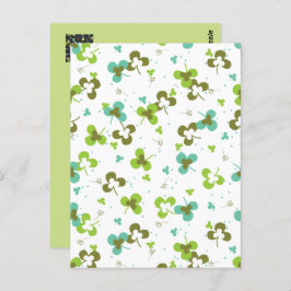 Happy Green Clover Blätter Art Pattern Postcard Postkarte