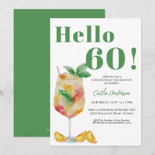 Happy Green Cocktail Drink 60. Geburtstag Einladung