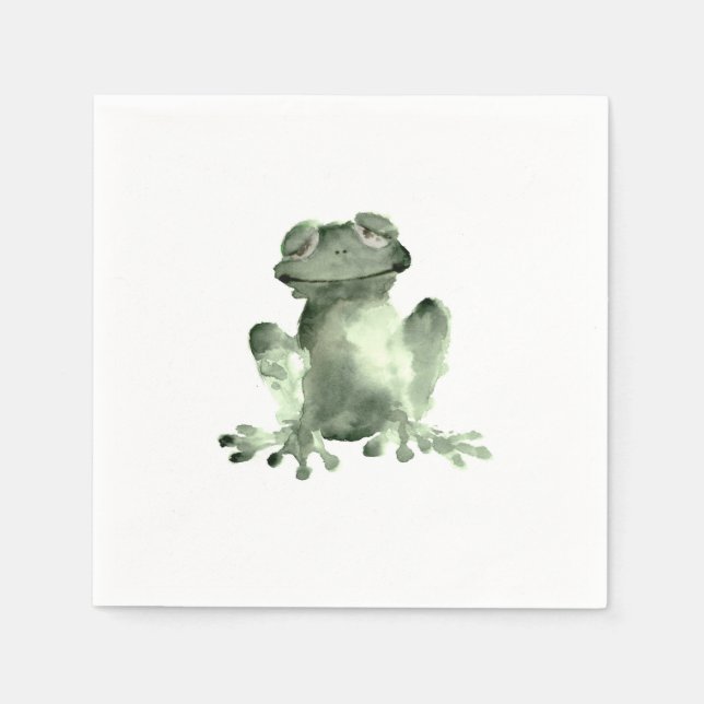 Happy Green Frog White Decodin Papierservietten (Vorderseite)