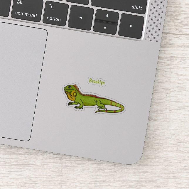 Happy Green iguana Cartoon Illustration Aufkleber (Ausschnitt)
