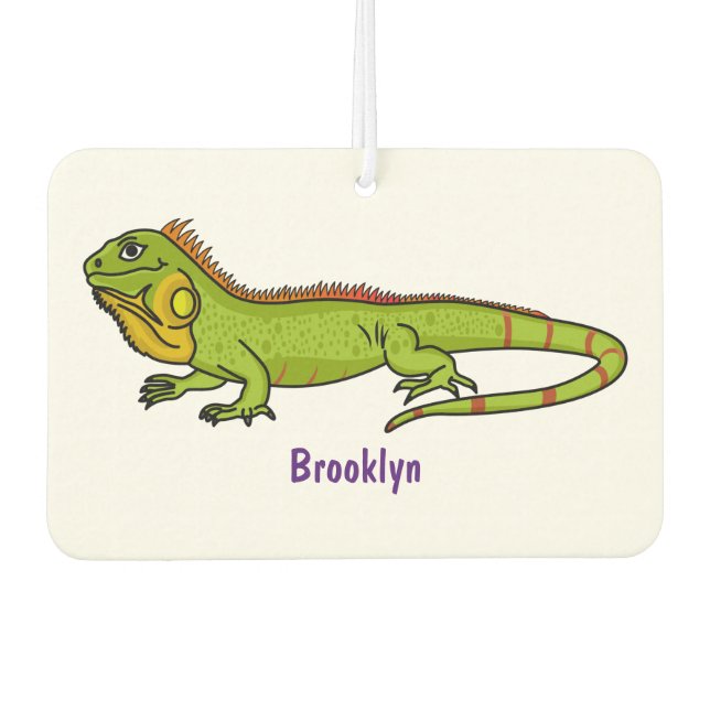 Happy Green iguana Cartoon Illustration Autolufterfrischer (Vorderseite)