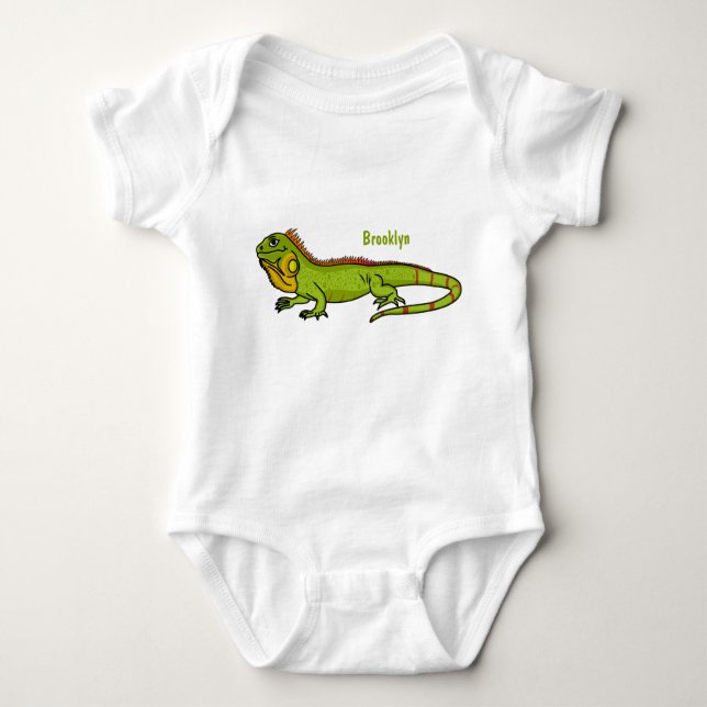 Happy Green iguana Cartoon Illustration Baby Strampler (Vorderseite)