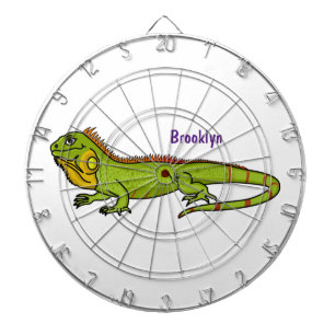 Happy Green iguana Cartoon Illustration Dartscheibe