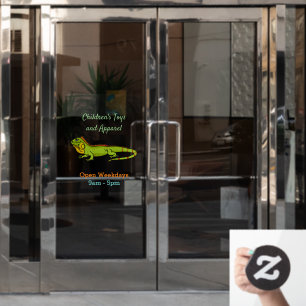 Happy Green iguana Cartoon Illustration Fensteraufkleber