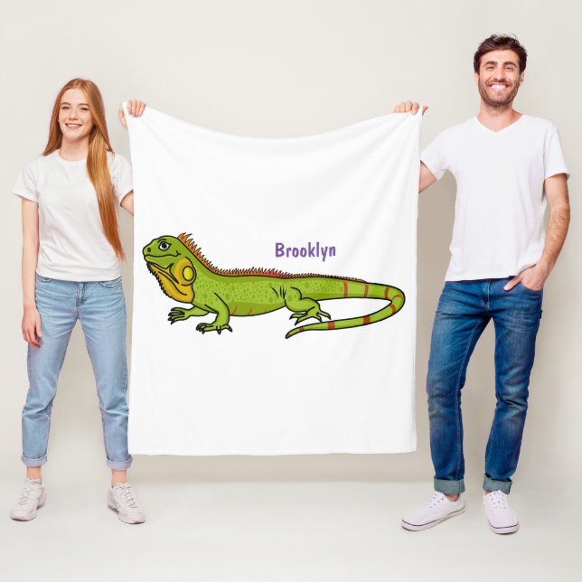 Happy Green iguana Cartoon Illustration Fleecedecke (Beispiel)