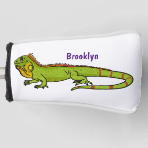 Happy Green iguana Cartoon Illustration Golf Headcover