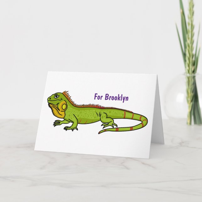 Happy Green iguana Cartoon Illustration Karte (Vorderseite)