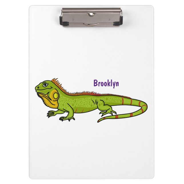 Happy Green iguana Cartoon Illustration Klemmbrett (Vorderseite)