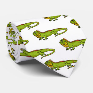 Happy Green iguana Cartoon Illustration Krawatte