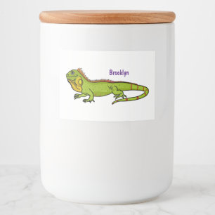 Happy Green iguana Cartoon Illustration Lebensmitteletikett