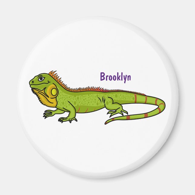 Happy Green iguana Cartoon Illustration Magnet (Vorne)
