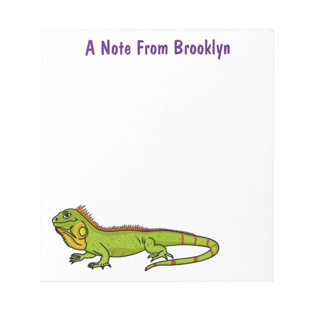 Happy Green iguana Cartoon Illustration Notizblock (Vorderseite)