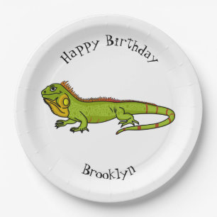 Happy Green iguana Cartoon Illustration Pappteller