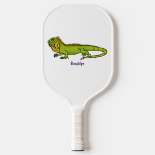 Happy Green iguana Cartoon Illustration Pickleball Schläger